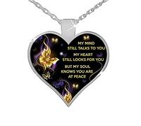 Luckywaqng Cadeau en forme de cœur avec pendentif « Mon collier Mind to Day You Talks Memorial Ma Mère Mind Colliers Pendentif Menottes » (C, taille unique)