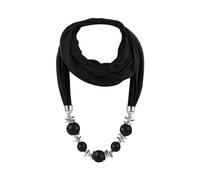 Luckywaqng Femmes Coton Lin Colliers Pendentif Écharpe Ethnique Art Doux Collier Foulard Femme Petit, Z1 - Noir., taille unique