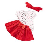 Luckywaqng Valentine's Day New Girl's Clothes Love Fly Robe à manches courtes Bustier Bandeau Mignon Trois Pièces Ensemble Bébé Vêtements Nouveau-né Garçon, rouge, 18-24 mois
