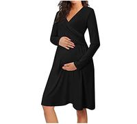 Luckywaqng Vêtements de maternité pour femme - Décontractée - Manches longues - Col rond - Motif floral - Robe d'allaitement - Blazer d'hiver, Z1 - Noir., M