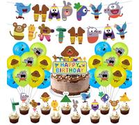 Luclay DQ Lot de 2 ballons Dugg-ee avec inscription « Happy Birthday » - Décoration d'anniversaire pour garçons - Motif dessin animé Hey Dugg-ee - Ballons Happy Birthday - Comprend des décorations de