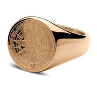 Lucleon by Trendhim Bague Homme | Bague chevalière boussole en acier chirurgical couleur or rose avec gravure | Design danois | Bijou élégant pour homme au quotidien & pour les occasions