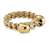 Lucleon by Trendhim Bagues pour homme - Acier inoxydable gris avec motif tête de mort - Acier inoxydable 316L et revêtement noir - Design danois - Forme plate - Graphite, 64mm, Métal non précieux