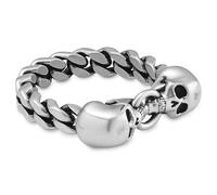 Lucleon by Trendhim Bagues pour homme - Acier inoxydable gris avec motif tête de mort - Acier inoxydable 316L et revêtement noir - Design danois - Forme plate - Graphite, 55mm, Métal non précieux