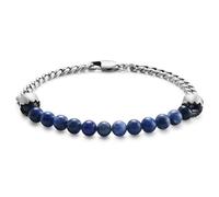 Lucleon by Trendhim Bracelet de perles pour homme | Crâne en sodalite argentée | Acier inoxydable 316L et pierre naturelle | Design danois | Fermoir mousqueton en laiton | Acier/bleu, M, Métal, Pas de