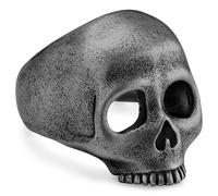 Lucleon by Trendhim Chevalière pour homme - Acier inoxydable gris avec surface noire - Acier inoxydable 316L - Design danois - Motif tête de mort - Graphite, 73mm, Métal non précieux, Aucune pierre