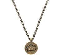 Lucleon by Trendhim - Collier signe du zodiaque - Pour homme - Chaîne gourmette de 4 mm - Acier inoxydable doré - Pendentif cancer - Surface polie - Design danois, 70, Métal non précieux, Pas de gemme