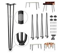 Lucn Lot de 4 pieds en épingle à cheveux de 86 cm - 3 barres - Pieds de meubles noirs - Pieds de console et de table de comptoir en métal - Hauteur de barre de comptoir en épingle à cheveux - Pieds de
