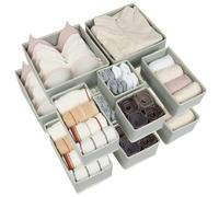 Lucoridy Lot de 12 organisateurs de penderie, de tiroir, d'armoire, de tiroirs, en tissu pliable, pour 12 sous-vêtements, chaussettes (gris)