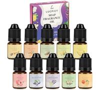 LUCPICT 10 x 6 ml d'huile parfumée pour savon, Huile parfumée pour la fabrication de savon, Ensemble d'huile parfumée liquide pour savon, Ensemble d'huiles parfumées de qualité alimentaire pour bombes