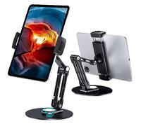 Lucrave Support de Tablette, Support de Tablette Rotatif, Support Pliable pour iPad avec Bras de 11", Compatible avec iPad Air/Mini,10.2/9.7, Pro 11/13, Samsung Galaxy Tab et Plus, Noir