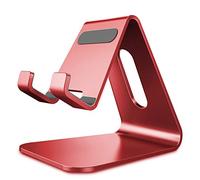 Lucrave Support de téléphone portable Cradle Support de bureau en aluminium compatible avec tous les smartphones, iPhone 12 Mini, 12 Pro Max 11 Pro Xs Max Xr X SE 8 7 6 6s Plus SE 5 5s Rouge