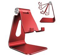 Lucrave Support de Téléphone Réglable, Support de Téléphone Multi-Angle pour iPhone 15 14 13 Pro Max 12 11 XS Max X 8 7 6 Plus Samsung S10 S9 Smartphones, Rouge
