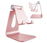 Lucrave Support de Téléphone Réglable, Support de Téléphone Multi-Angle pour iPhone 16 15 14 13 Pro Max 12 11 XS Max X 8 7 6 Plus Samsung S10 S9 Smartphones, Or Rose
