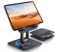 Lucrave Support pour iPad rotatif à 360°, support de tablette réglable pour bureau portable, compatible avec iPad Pro 10.5, 11, 13, Air Mini 2 3 4 5 6, Samsung Tab ou téléphones (4 à 13 pouces) Noir
