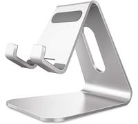 Lucrave Support Téléphone, Support de Bureau en Aluminium Compatible avec iPhone 16 15 14 13 12 Mini Pro Max XS Max XR X Se 8 7 6 6s Plus Huawei Mate 60 Pro, Samsung S23 S22 S21-Argent