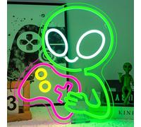 LUCUNSTAR Alien Game Led Neon,NéOn Alien, Alien Game Neon Mural Pour La DéCoration, Enseigne Lumineuse Alien Playing Game Pour La Zone De Jeux, La Chambre à Coucher,La Chambre D'Enfants, La DéCoration