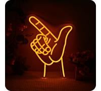 LUCUNSTAR Enseigne de Doigt Décorative en Néon,USB Alimenté Enseignes Lumineuses,LED Enseigne Geste du doigt,Orange Néon,Convient Pour Maison,Chambre,Bar,Restaurant,Décoration Murale de Noël