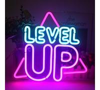 LUCUNSTAR Level Up néon signe pour la décoration murale, jeux néons signes, Creative LED allumez signe avec USB alimenté pour la salle de jeux, décor de jeu, Zone de jeu