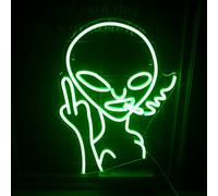 LUCUNSTAR Signe néon Alien Vert, geste néon Alien pour la décoration murale, néon Alien avec alimentation USB pour salle de jeux, bar, chambre à coucher, décoration de la maison
