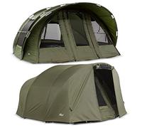 Lucx Leopard Tente de pêche bivouac XXL pour 2 à 4 personnes - Grande tente de pêche à la carpe avec couvre-lit, tapis de sol amovible & colonne d'eau de 10 000 mm