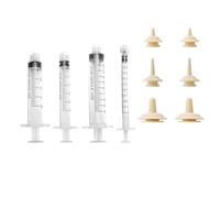 Lucxhcky Kit d'allaitement 14 pièces avec seringues de 1 ml, 3 ml, 5 ml, 10 ml, 4 tétines courtes et 4 tétines longues, 2 grands biberons pour nouveau-nés, chatons, chiots