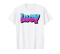 Lucy Graffiti Nom personnalisé Bleu Rose Femmes Filles T-Shirt