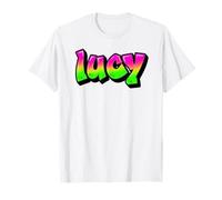 Lucy Graffiti Nom personnalisé Vert Rose Femmes Filles T-Shirt