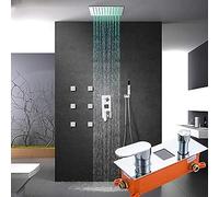 Lucy LCD Digital Shower Faucets Set LED Plume Falk Shower Head Side Spa Massage Jets Affichage Numérique À 3 Voies Tap Baignoire Douche À 20 Pouces Ensemble Complet,Ensemble Complet De 10 Pouces