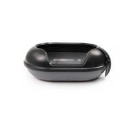 LucyBalu® Arena Bac à litière pour chat à bord haut | Grande litière hop-in sans odeur | Design moderne avec entrée par le haut | WC XXL ouvert pour chat | Avec pelle à litière | Anthracite/noir