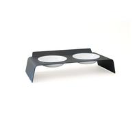 LucyBalu® Gamelles Surélevées pour Chat | Support Ergonomique avec 2 Bols Amovibles | Station d'Alimentation Double | Anthracite