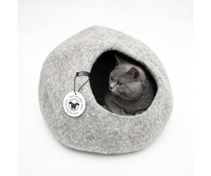 LucyBalu® Grotte lit pour Chat en Laine Naturelle I Gris Clair