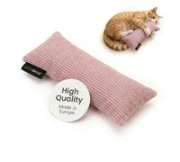 LucyBalu® Kick Bunny Coussin pour chat avec herbe à chat I Jouet avec herbe à chat pour chat I Housse en velours côtelé et rembourrage en laine mérinos I Rose