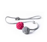 LucyBalu Lot de 2 balles pour Chat - Jouet Naturel interactif pour Chat - en Coton - Rose/Gris