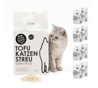 LucyBalu® TOFU Litière pour chat I Litière agglomérante pour chat I Anti-odeurs et durable I Lot de 8 I 48 l I Sans parfum