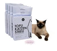 LucyBalu TOFU Litière pour chat | Litière agglomérante | Absorbe les odeurs et durable | Lot de 4 | 24 litres | Lavande