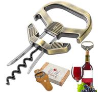 LUCYLANKER Ah So Ouvre-Bouteille pour Bouteilles Vintage, Tire-Bouchon de Vin Vieux avec Étui en Cuir Portable, Décapsuleur pour Connaisseurs de Vin à Déboucher, Cadeaux pour Amateurs de Vin (Bronze1)