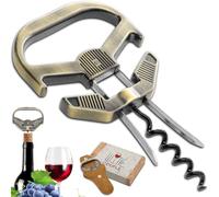 LUCYLANKER Ouvre Bouteille de Vin, 3 en 1 Ah So Ouvre Bouteille, Tire Bouchon de Vin Vieux avec Étui en Cuir Portable, Cadeau pour Cadeau Amateur de Vin (Bronze - Classique)