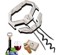 LUCYLANKER Ouvre Bouteille de Vin, 3 en 1 Ah So Ouvre Bouteille, Tire Bouchon Double Lame, Tire Bouchon de Vin Vieux avec Étui en Cuir Portable, Cadeau pour Cadeau Amateur de Vin (Mécha)