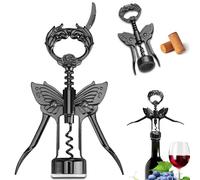 LUCYLANKER Tire Bouchon, Ouvre Bouteille de Vin, Décapsuleur en Forme D'aile de Papillon avec Coupe Capsule, Compatible avec Tous Les Bouchons En Liège, Cadeau pour Les Amateurs de Vin (Noir)