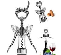 LUCYLANKER Tire Bouchon, Ouvre Bouteille de Vin, Décapsuleur en Forme D'aile de Papillon avec Coupe Capsule, Compatible avec Tous Les Bouchons En Liège, Cadeau pour Les Amateurs de Vin (Argent)