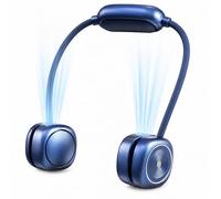 LUCYLANKER Ventilateur de Cou Portable, Ventilateur Tour de Cou Pliable Mains Libres 3 Vitesses, Ventilateur Silencieux 360° Réglable Rechargeable USB-C pour Voyage, Bureau, Camping, Bleu Marine