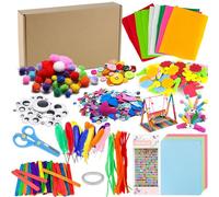 Lucywey 1500+ Pièces Fournitures de Bricolage pour Enfants, Matériaux Faits à la Main, Accessoires Créatifs, Cure-Pipes, Pompons, Yeux Écarquillés et Plus