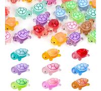 Lucywey 90 Mini Tortues Lumineuses en Résine Écologique - Lot Multicolore (9 Couleurs) pour Décoration Jardin/Aquarium, DIY & Cadeaux - Figurines Brillantes 2.1cm - Enfant 3+