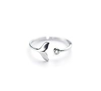 LUDAKE Bague simple et tendance solide exquise en forme de poisson, queue de baleine, bague unie, bague romantique, bague réglable, décoration de bijoux