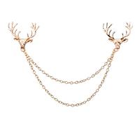 LUDAKE Bijoux Luxueux Accessoires Broche en Corne avec Chaîne à Franges pour Tenue - Épingle de Revers Unique pour Col de Chemise Homme, Métal