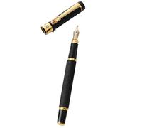 Ludato Élégant stylo plume noir doré - Pointe moyenne avec cartouches d'encre - Pointe ergonomique en acier poli - Coffret en cuir parfait pour journal, calligraphie et cadeau pour homme et femme