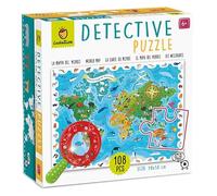 Ludattica - Détective puzzle 108 pièces | La carte du monde | puzzles pour les enfants de 5 ans | Made in Italy