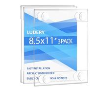 Ludery Lot de 3 supports de panneau de fenêtre en acrylique de 21,6 x 27,9 cm avec 4 ventouses, cadres en acrylique transparent, support mural de fenêtre en verre, support de panneau publicitaire pour