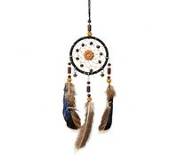 LUDHEP 1 Pièce Attrape-rêves 35x7cm Fait Main avec Plumes, Dream Catcher Style Boho, Décoration Suspendue pour Voiture et Mur, Porte-bonheur Artisanal